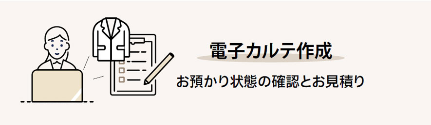 ご利用の流れ｜電子カルテ作成｜お預かり状態の確認とお見積り